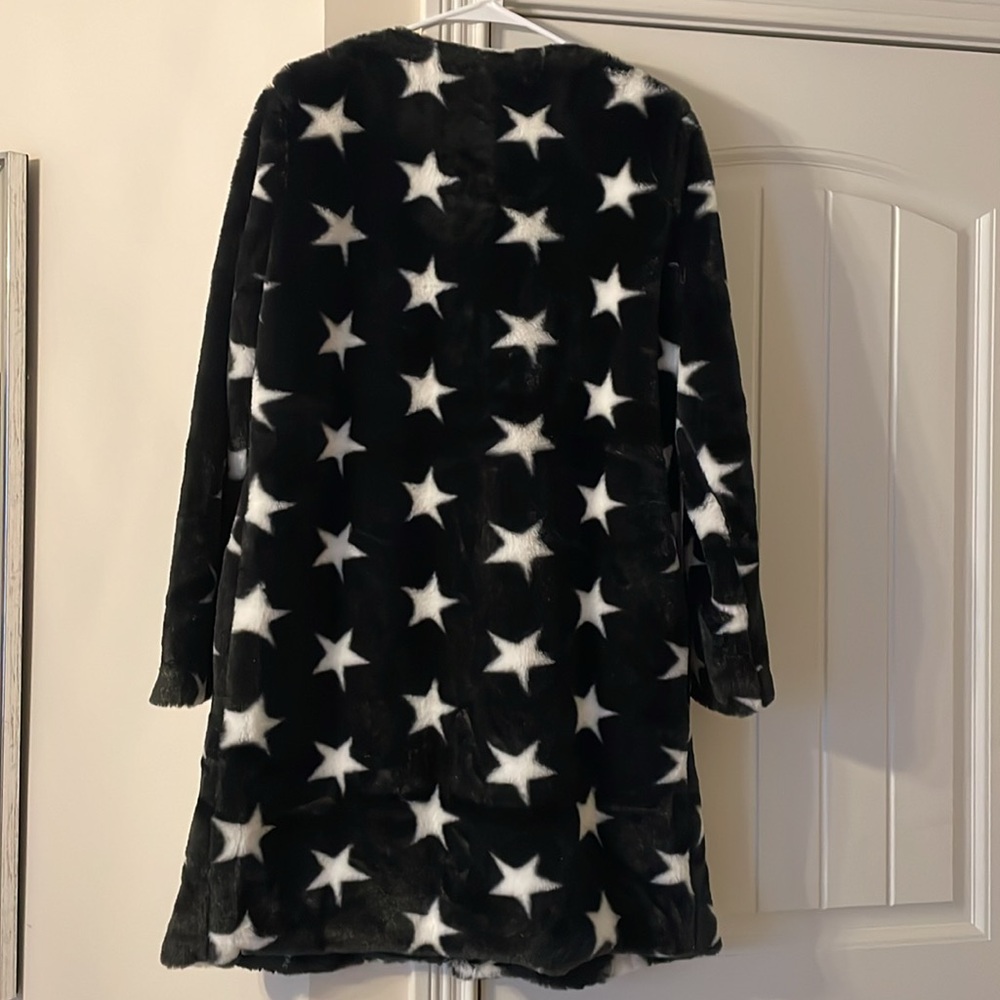 Faux Fur Jacket - Black w/white stars - Picture 4 of 4